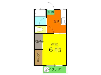 三樹ハイツ島野(1K/1階)の間取り写真