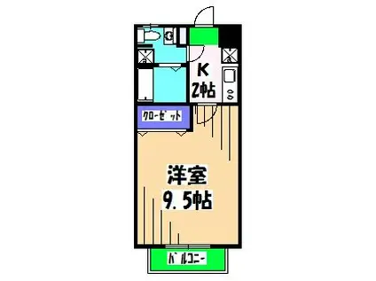 アルカンシエル習志野台(1K/2階)の間取り写真
