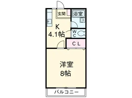信越本線 群馬八幡駅 徒歩10分 2階建 築36年(1K/1階)の間取り写真