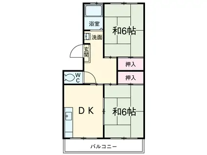 パールハイツ(2DK/1階)の間取り写真