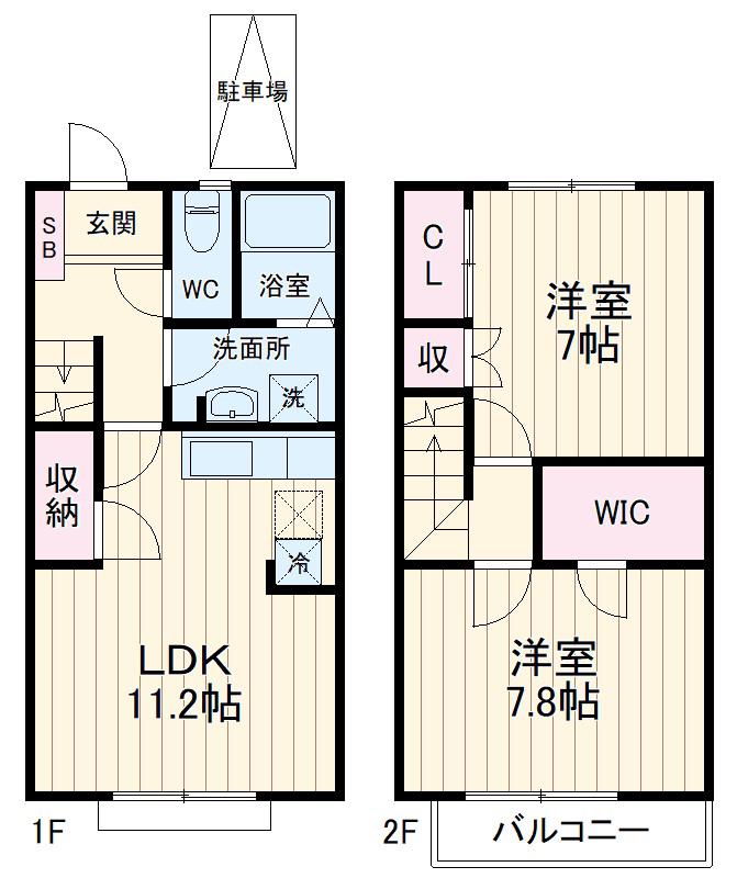 キャロットコート船橋美し学園(2LDK)の間取り写真