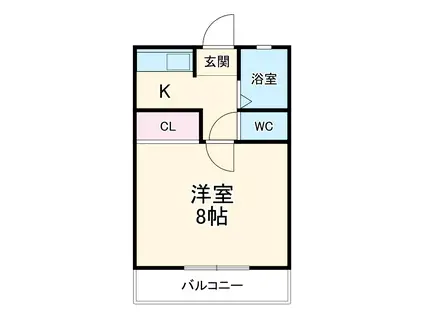 ドエルKM2(1K/1階)の間取り写真