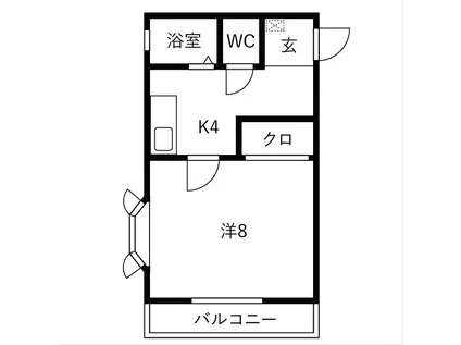 ドエルKM2(1K/2階)の間取り写真