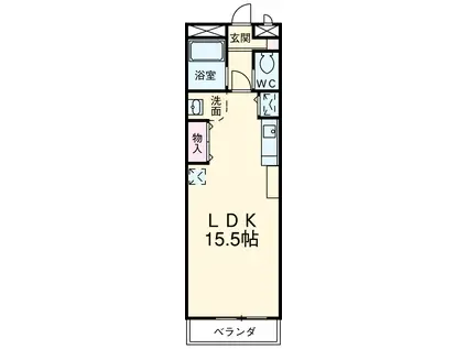 トリーハイツ八幡(1LDK/2階)の間取り写真