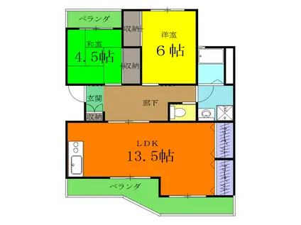 レジデンス中泉(2LDK/3階)の間取り写真