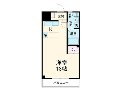 ティアラ緑が丘Ⅱ(ワンルーム/2階)の間取り写真