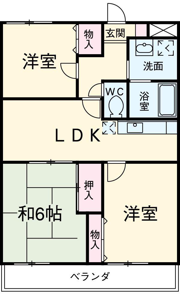 トリーハイツ西端(3DK/6階)の間取り写真