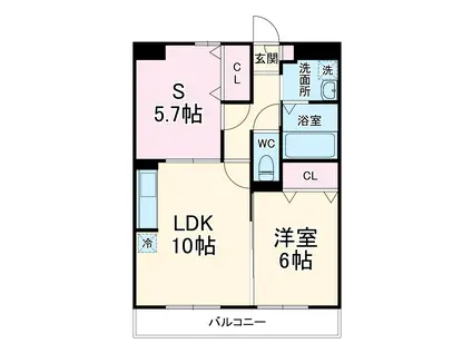 メゾンボヌール(1SLDK/2階)の間取り写真