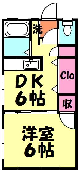 ハイツみのり(1DK/1階)の間取り写真