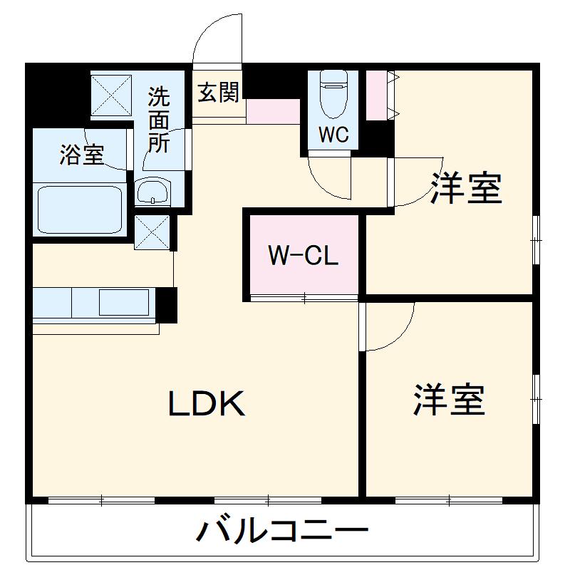 アーバンポイント高崎(2LDK/8階)の間取り写真