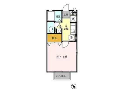 ベルハイム(1K/2階)の間取り写真
