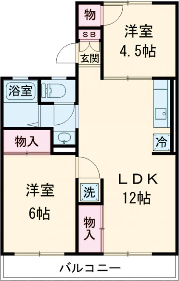 第二松沢ハイツ Ⅱ(2LDK/2階)の間取り写真