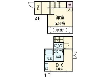 フォーレストヒル(1DK/2階)の間取り写真