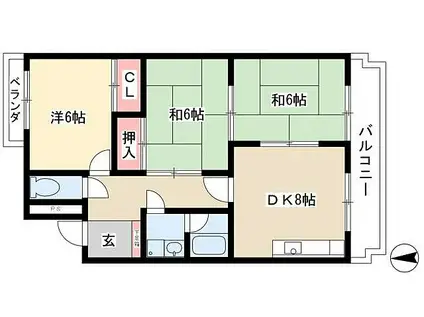 メモアール中花(3DK/2階)の間取り写真