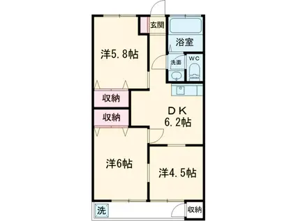 上水ハイツ(3DK/1階)の間取り写真