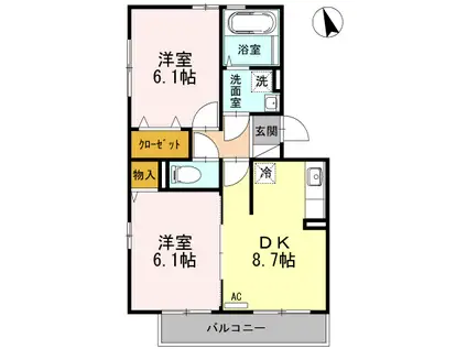 シャルマン西新井1(2DK/3階)の間取り写真