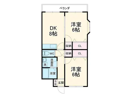 ヴェル・ドミール(2DK/4階)の間取り写真