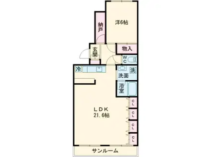 マンションアルス(1LDK/1階)の間取り写真