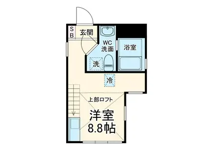 ラヴィール六番町(1K/4階)の間取り写真