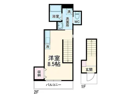 ジュネス久里浜(ワンルーム/2階)の間取り写真