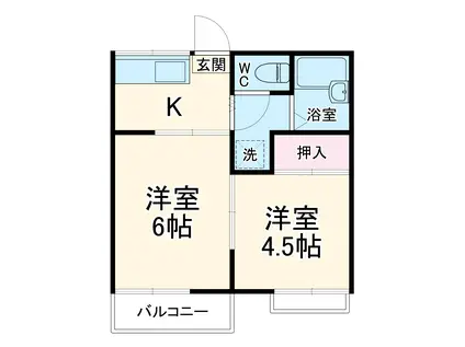 ヴィラコート第1(2K/2階)の間取り写真