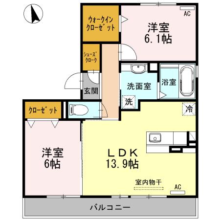 サクセスⅤ(2LDK/3階)の間取り写真