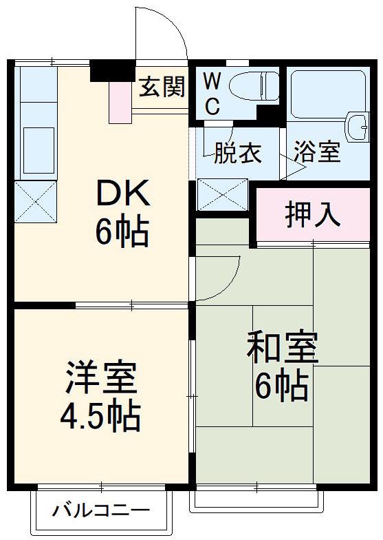 エステートピア咲が丘1(2DK/2階)の間取り写真