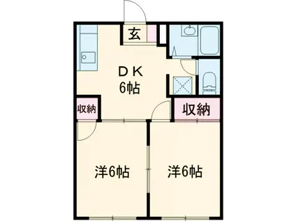 エルディム本郷(2DK/2階)の間取り写真