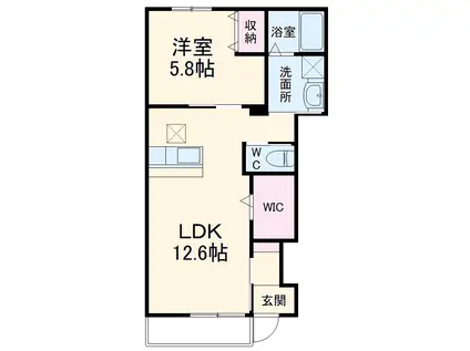 ノアール(1LDK/1階)の間取り写真