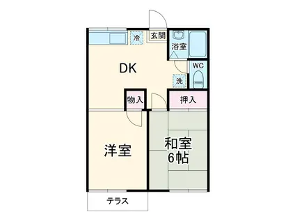 ベルゾーネ大成(2DK/1階)の間取り写真