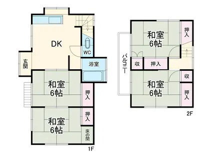 新京成電鉄 北習志野駅 徒歩29分 2階建 築48年(4DK)の間取り写真