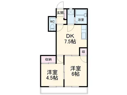 ラフォーレⅡ(2DK/3階)の間取り写真