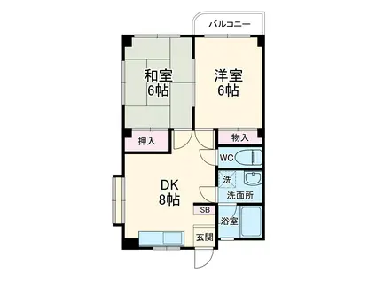 ハウスメモリアル2(2DK/3階)の間取り写真