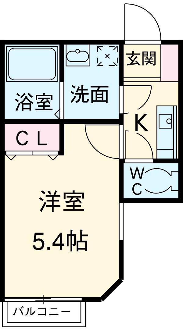 チャオ北習志野(1K/2階)の間取り写真