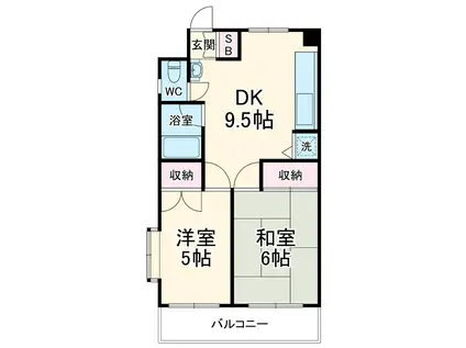 オークレジデンス(2DK/2階)の間取り写真