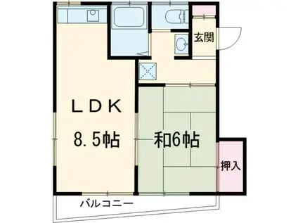 コーポ山口(1LDK/2階)の間取り写真