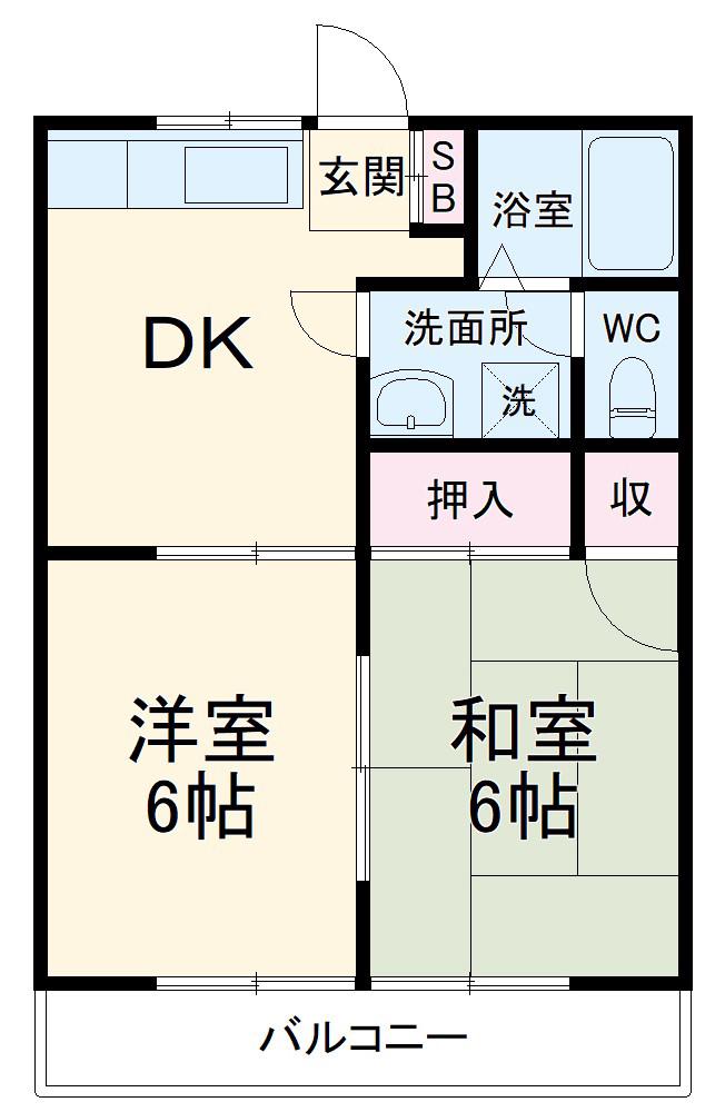 泉ハイツ(2DK/1階)の間取り写真