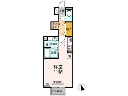 オリエンテ・グローリア(ワンルーム/1階)の間取り写真