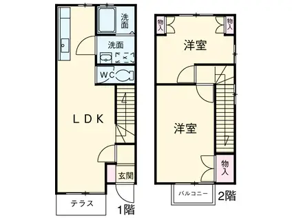 ウエストゲートホームⅢ(2LDK)の間取り写真