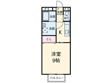 KDレジデンス(1K/1階)の間取り写真