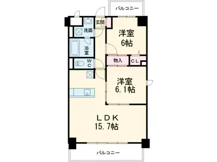 オリヴィエ・ヒロ(2LDK/2階)の間取り写真
