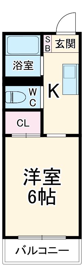 ヘーベルエスパス2(1K/2階)の間取り写真