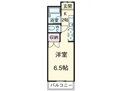 アヴェニュー高畑(1K/2階)の間取り写真