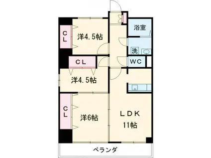 第2桜ハイツ(3LDK/2階)の間取り写真