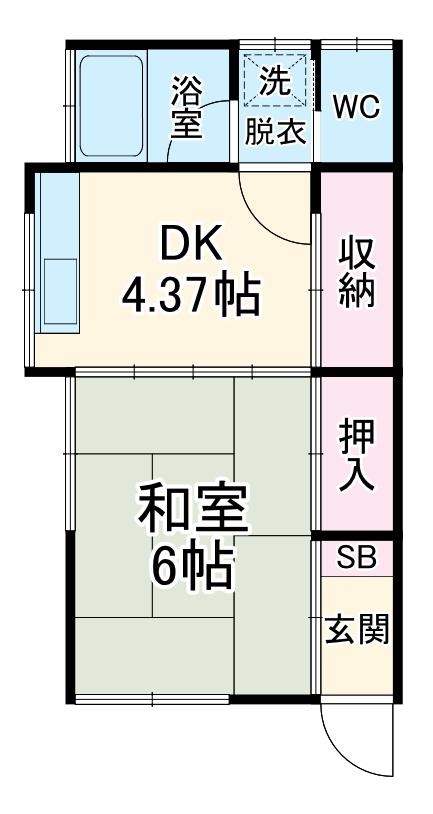 石見荘(1K/2階)の間取り写真