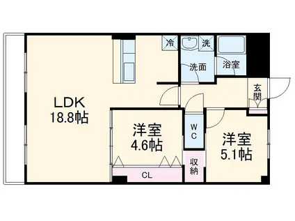 ブルーム山之手(2LDK/2階)の間取り写真
