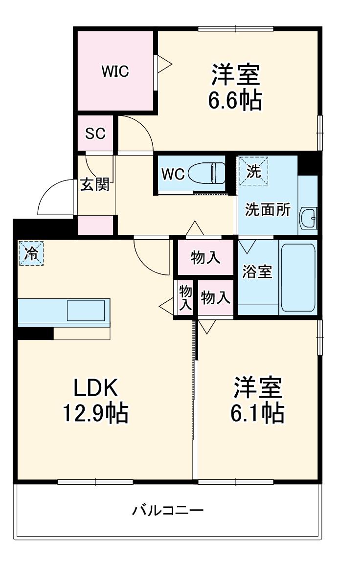 サラナ土橋(2LDK/2階)の間取り写真
