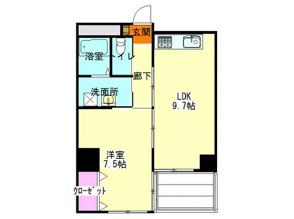 ピアビル(1LDK/9階)の間取り写真
