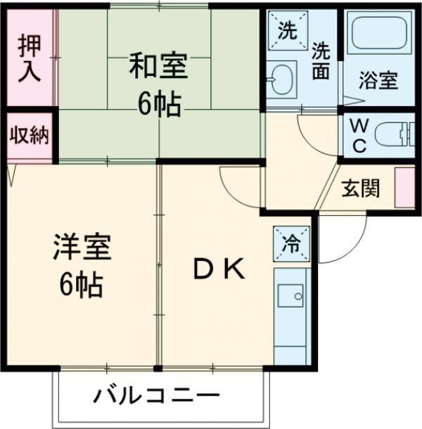 アンディーヌA(2DK/1階)の間取り写真