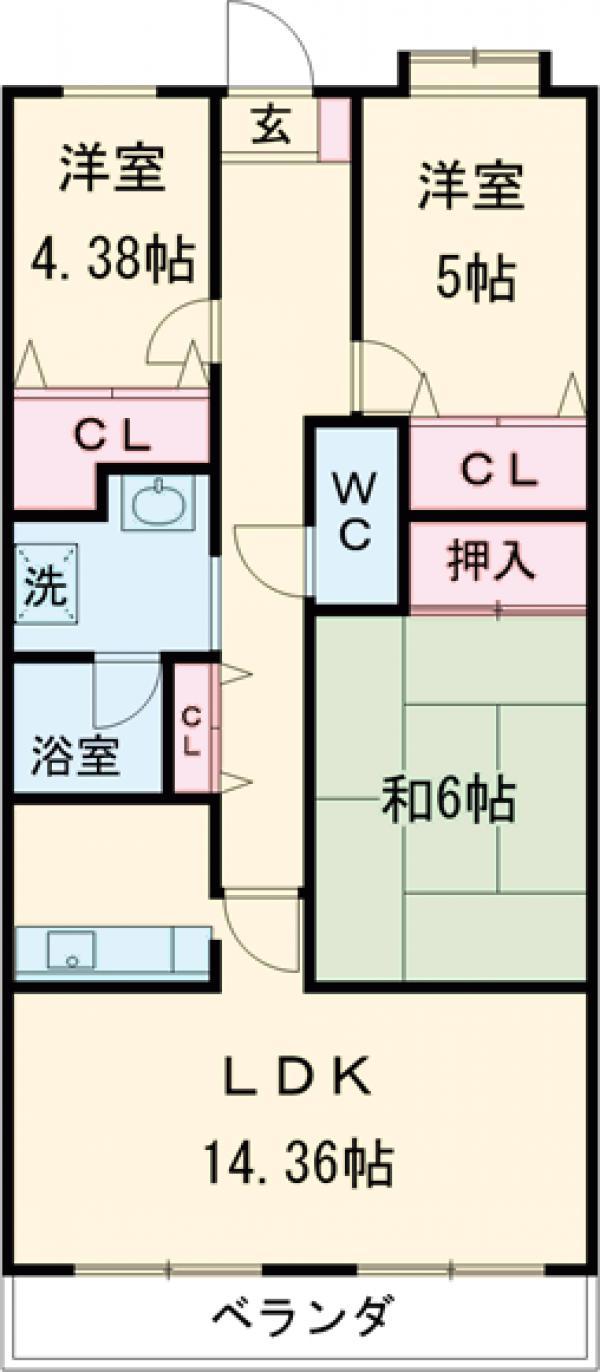 RMⅡ高崎(3LDK/8階)の間取り写真